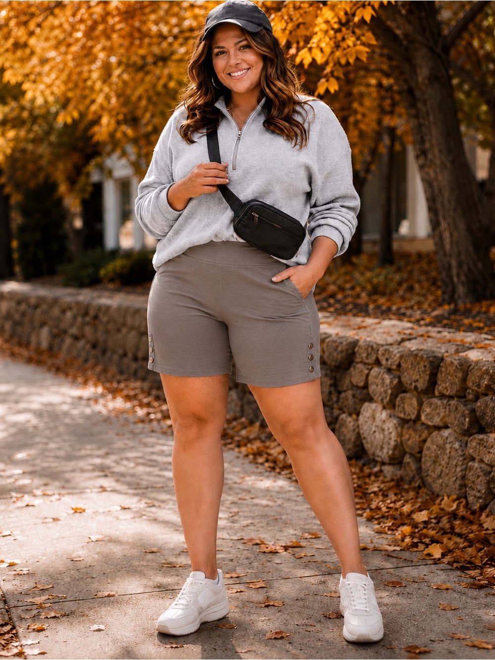 Torrid Plus Size 2X Grey Pull-On Shorts w/ Metal Button Detail